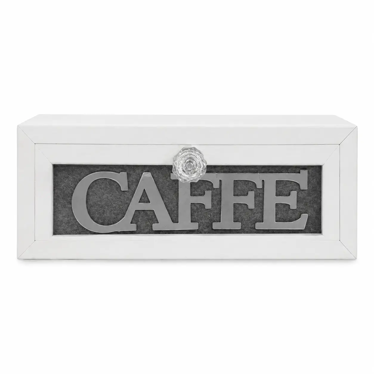Cassetto Porta Cialde Bianco Scritta Argento