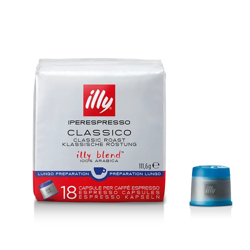 Illy Iperespresso Classico Lungo: singola confezione da 18 capsule, vendita in cartone da 6 confezioni (108 capsule)