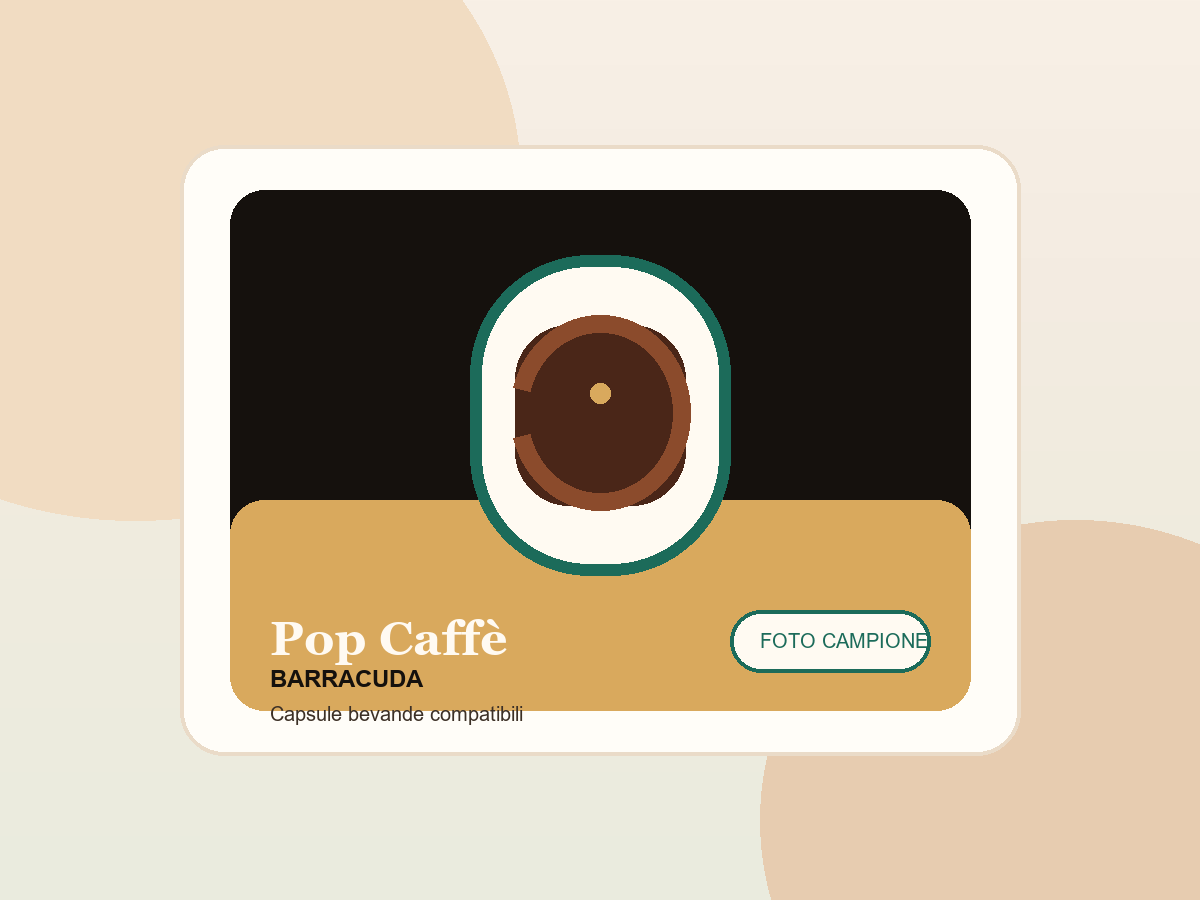 96 Capsule Pop Caffè Barracuda Ginseng. Immagine campione famiglia prodotto
