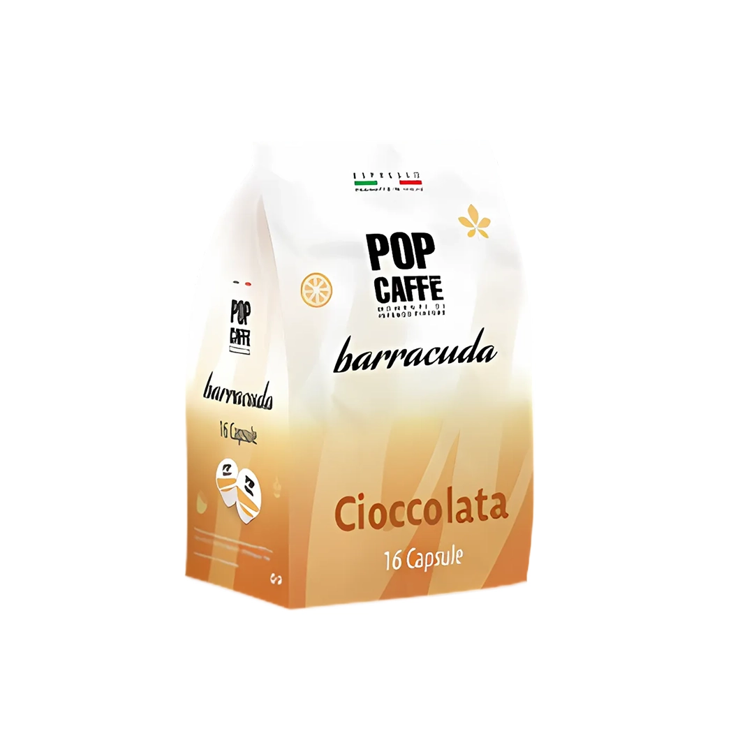 Astuccio originale Pop Caffè Barracuda Cioccolata da 16 capsule; prodotto venduto in cartone da 96 capsule