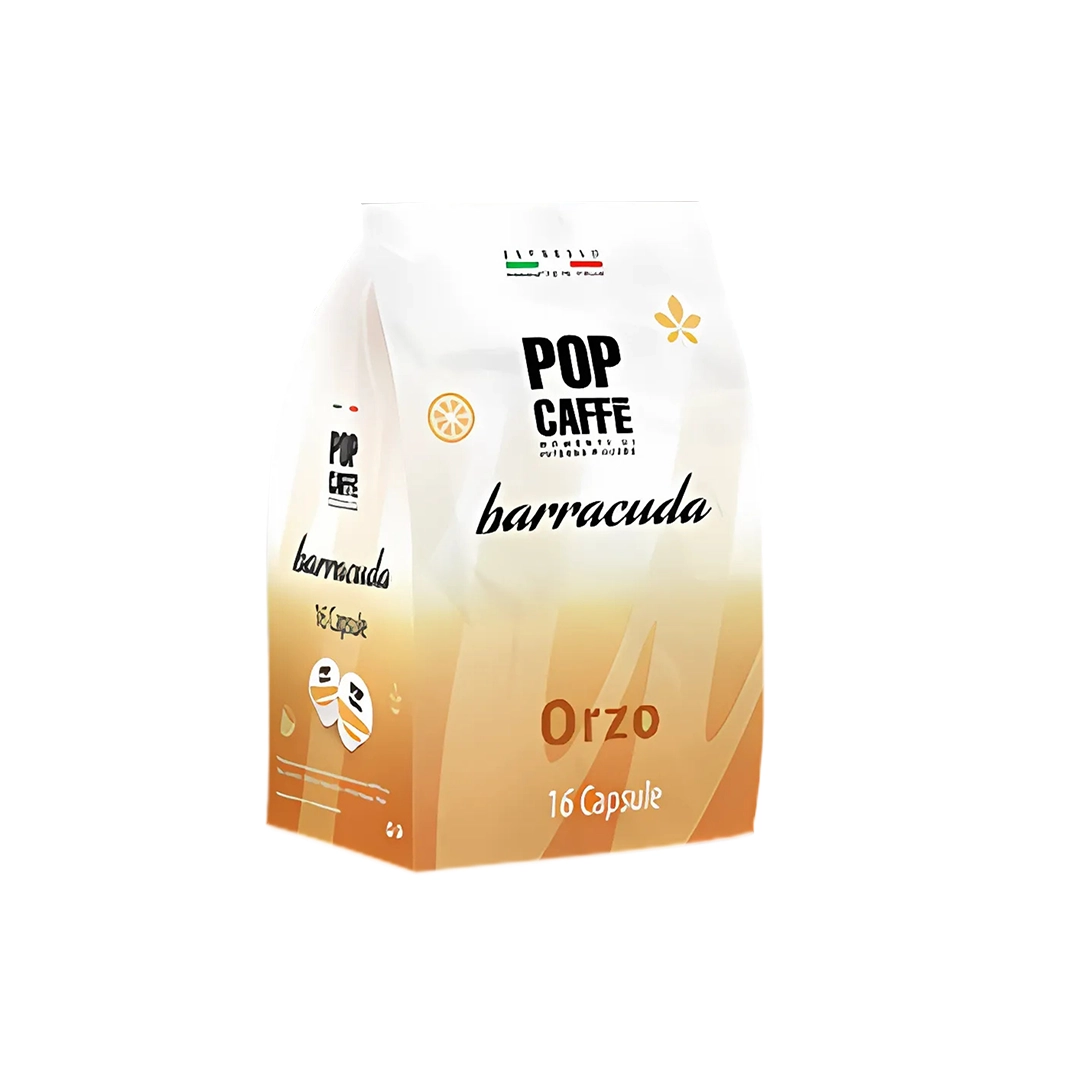 Astuccio originale Pop Caffè Barracuda Orzo da 16 capsule; prodotto venduto in cartone da 96 capsule